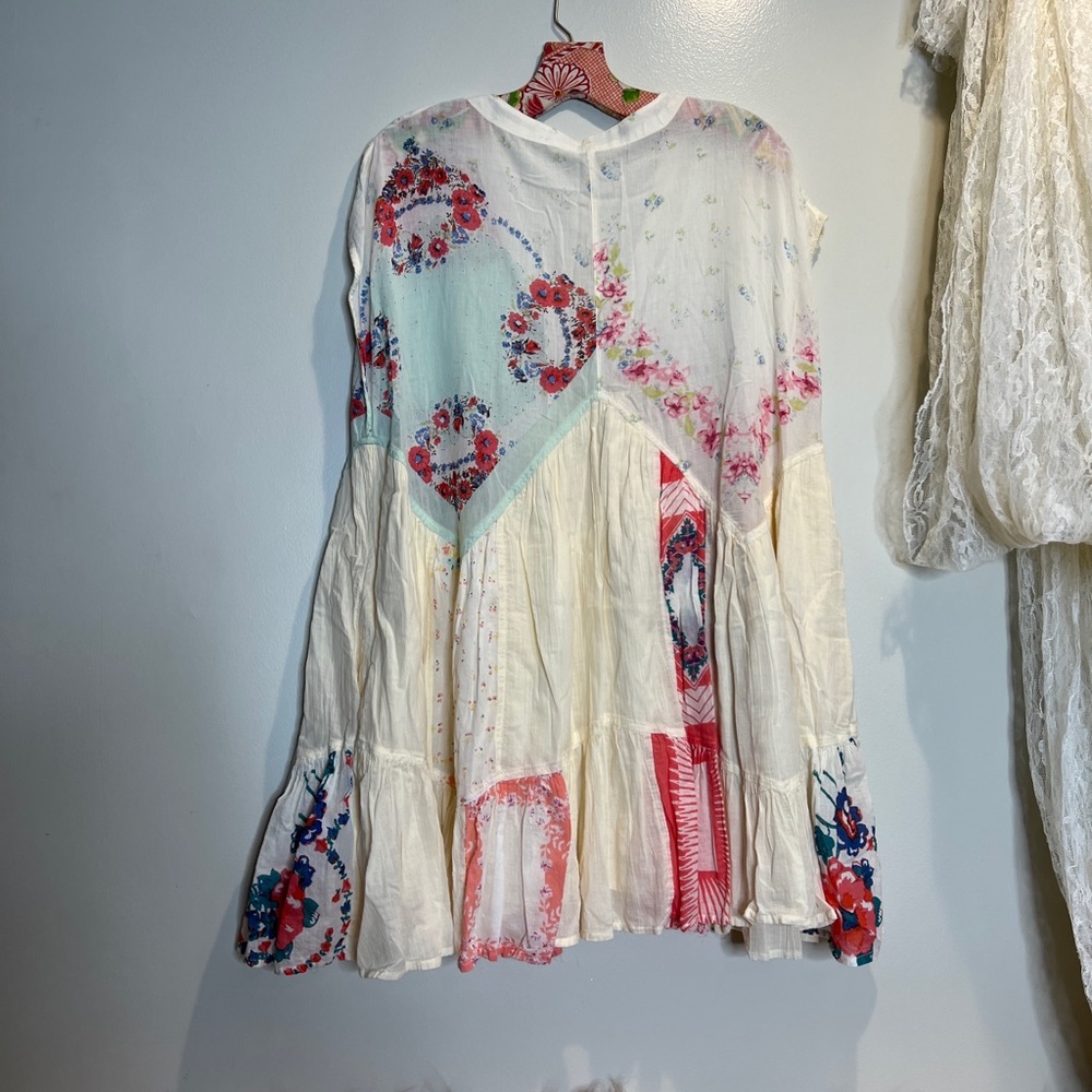 Free People Mended with Scarves Pieced Mixed Printed Colorful Mini Dress - Picture 9 of 9